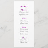 Paarse zilvergrijs sneeuwvlok bruiloft menukaart (Achterkant)