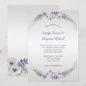 Paarse zilvergrijs Waterverf bloemen bruiloft | Kaart (Voorkant / Achterkant)
