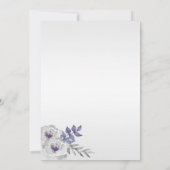 Paarse zilvergrijs Waterverf Rozen bruiloften Kaart (Achterkant)