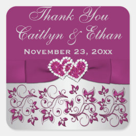 Paarse, zilvergrijze bloemenbruiloft gunst Sticker