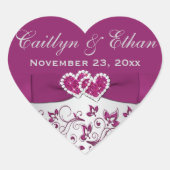 Paarse, zilvergrijze bloemenbruiloft gunst Sticker (Voorkant)