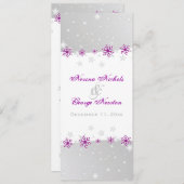 Paarse zilvergrijze sneeuwvlok trouwprogramma kaar kaart (Voorkant / Achterkant)