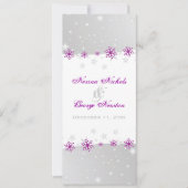 Paarse zilvergrijze sneeuwvlok voor het trouwprogr kaart (Voorkant)