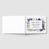 Paarse zilvergrijze Waterverf bloemenbruiloft Gastenboek (Volledig)