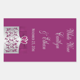 Paarse, zilvergrijze zegelfles rechthoekige sticker