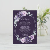 Paarse zilverkleurige geometrische bruiloft - Gege Informatiekaartje (Staand voorkant)