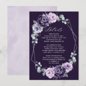 Paarse zilverkleurige geometrische bruiloft - Gege Informatiekaartje (Voorkant / Achterkant)