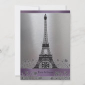 Paarse zilvermetallische oliefabriek voor bruiloft kaart (Achterkant)