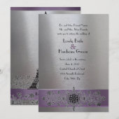 Paarse zilvermetallische oliefabriek voor bruiloft kaart (Voorkant / Achterkant)