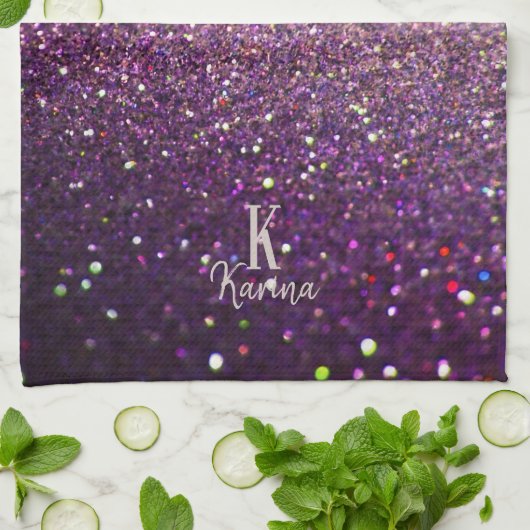 Paarse zilvernaam, enkel grammatica theedoek (Gevouwen)