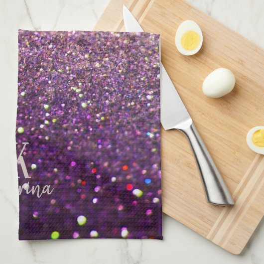 Paarse zilvernaam, enkel grammatica theedoek (Quarter Fold)