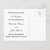 paarse zilversneeuwvlokken Winter behalve datum Aankondigingskaart (Achterkant)