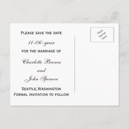 paarse zilversneeuwvlokken Winter behalve datum Aankondigingskaart (Achterkant)