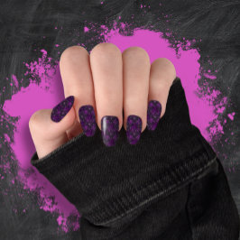 Paarse zilverspinweb Halloween minx nagelkunst