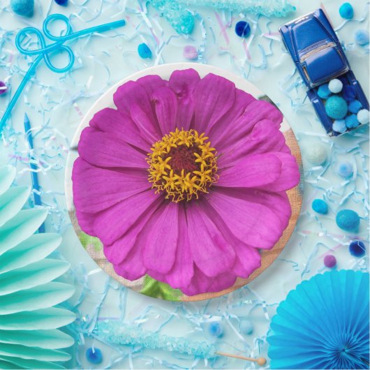 Paarse Zinnia-bloem Papieren Bordje (Feest)