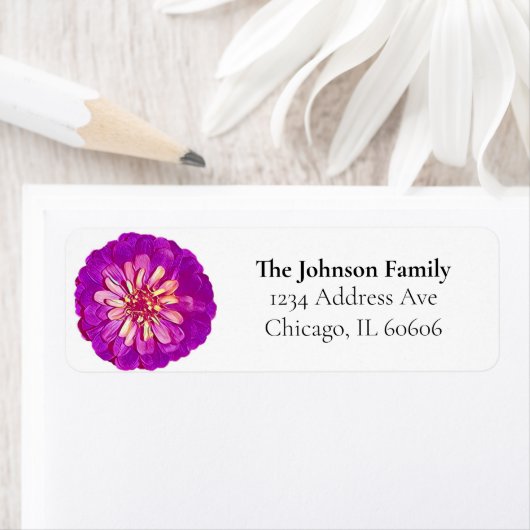 Paarse Zinnia Return Address Labels (Insitu)