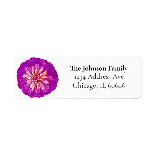 Paarse Zinnia Return Address Labels (Voorkant)