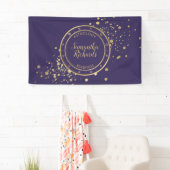 Paarse Zodiac Astrologie Gouden Sterren Spandoek (Insitu)