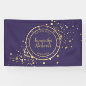 Paarse Zodiac Astrologie Gouden Sterren Spandoek (Horizontaal)