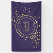 Paarse Zodiac Astrologie Gouden Sterren Spandoek (Verticaal)
