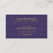 Paarse Zodiac Astrologie Gouden Sterren Visitekaartje (Achterkant)