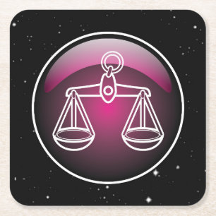 Paarse Zodiac Libra Kartonnen Onderzetters