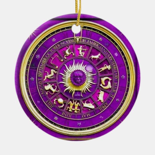 PAARSE ZODIAC SIGN KERAMISCH ORNAMENT (Voorkant)