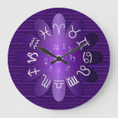 Paarse zodiale astrologie Symbolen wandklok (Voorkant)