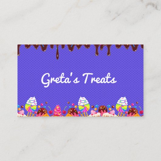 Paarse zoeten en behandelde Snoepjes Visitekaartje (Achterkant)