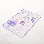 Paarse zolder en Waterverf zeemeermin Folie Uitnodiging (Gedraaid)