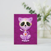 Paarse Zombie Sugar Kitten Briefkaart (Staand voorkant)