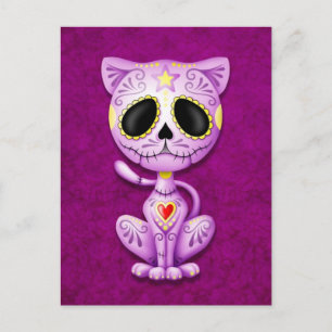 Paarse Zombie Sugar Kitten Briefkaart