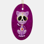Paarse Zombie Sugar Kitten Keramisch Ornament (Rechts)
