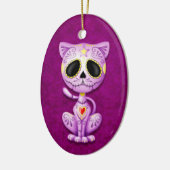 Paarse Zombie Sugar Kitten Keramisch Ornament (Links)