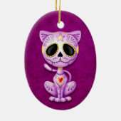 Paarse Zombie Sugar Kitten Keramisch Ornament (Achterkant)