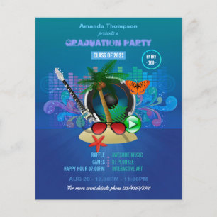 Paarse Zomer Club Strand Afstudeerfeest Flyer