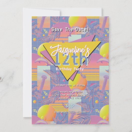 Paarse zomer Vaporwave Sunset Verjaardag Kaart (Voorkant)