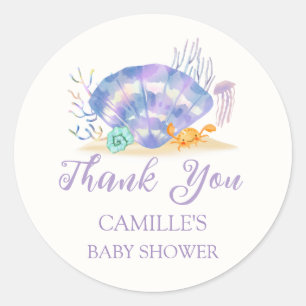 Paarse zomer Zee Pearl Girl Baby shower Ronde Sticker
