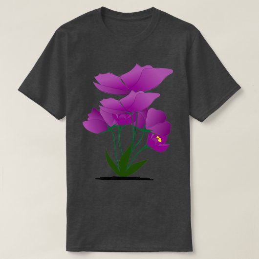 Paarse zomerbloemen plant t-shirt (Design voorkant)