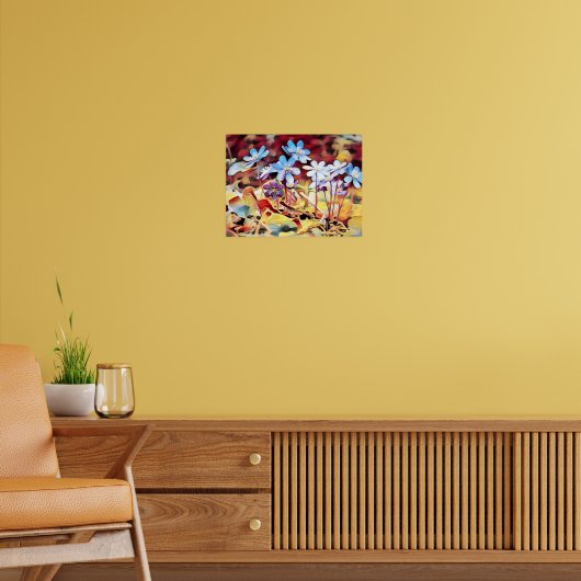 Paarse zomerbloemen schilderij poster (Woonkamer 2)