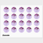 Paarse zomerbruiloft ronde sticker (Vel)