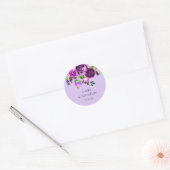 Paarse zomerbruiloft ronde sticker (Envelop)