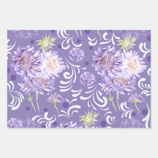 paarse zomerweidebloemen inpakpapier vel (Voorkant 2)