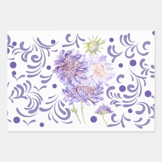 paarse zomerweidebloemen inpakpapier vel (Voorkant)