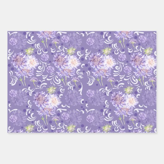 paarse zomerweidebloemen inpakpapier vel (Voorkant 3)