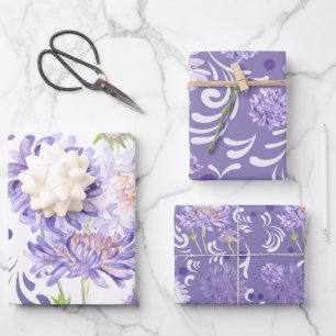 paarse zomerweidebloemen inpakpapier vel