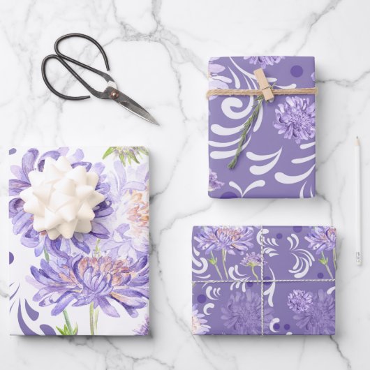 paarse zomerweidebloemen inpakpapier vel (Voorkant)