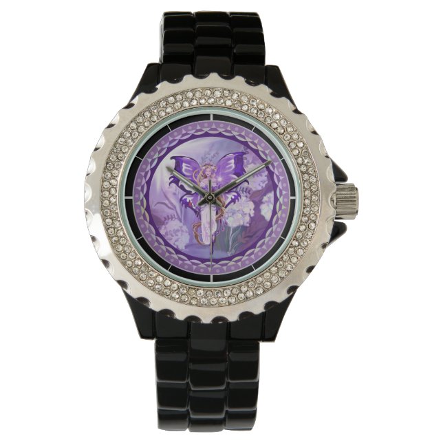 Paarse zon Fairy Watch Horloge (Voorkant)