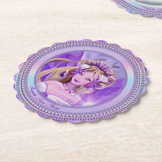 Paarse zon fee kartonnen onderzetters (Gekanteld)