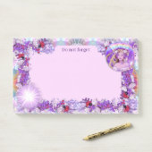 Paarse zon post-it® notes (Op bureau)